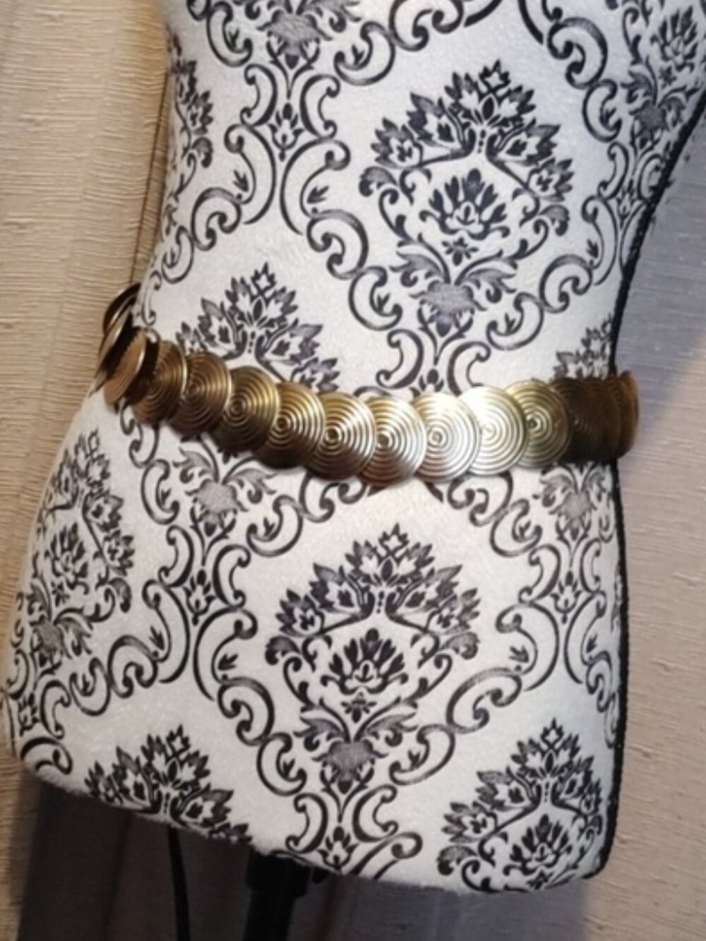 Brass Medallion Stretchy Belt 25"-35"